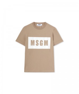 Beige MSGM Box Logo | USA_MSGM84311