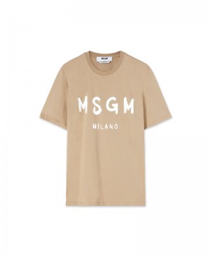 Beige MSGM Brushstroke Logo | USA_MSGM21471