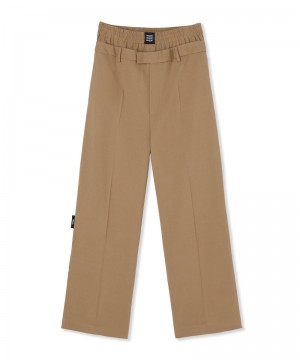 Beige MSGM Fresh Wool Double-belted Pants With Elastic Waistband | USA_MSGM74834