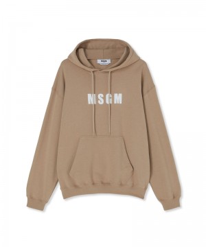 Beige MSGM Hooded Sweatshirt Wiht Logo | USA_MSGM20837