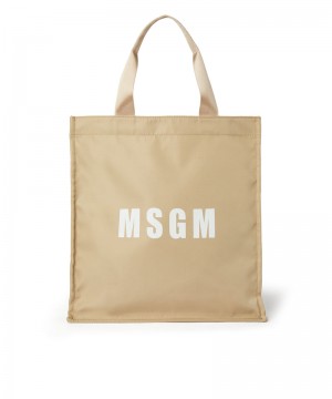 Beige MSGM Nylon Tote Bag With Logo | USA_MSGM82859