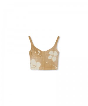 Beige MSGM Sleeveless Top With Tie-dye Daisies | USA_MSGM81135