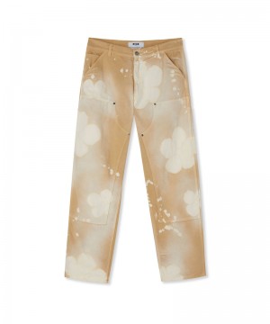 Beige MSGM Workwear Pants With Tie-dye Daisies | USA_MSGM95502