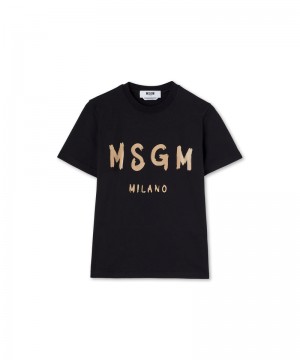 Black MSGM Brushstroke Logo | USA_MSGM64273