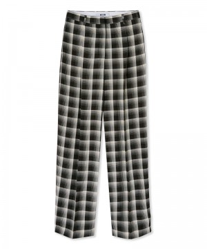 Black MSGM Check Viscose Crepe Pleated Pants | USA_MSGM30540