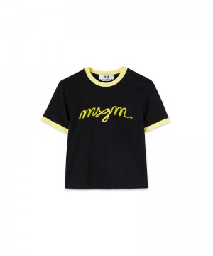 Black MSGM Contrasting Borders And Logo | USA_MSGM78181