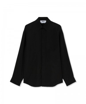 Black MSGM Cupro Shirt | USA_MSGM87224