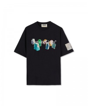 Black MSGM Fantastic Green Inverse Series Organic Jersey Cotton | USA_MSGM54428