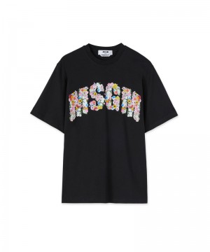 Black MSGM Floral College Logo | USA_MSGM53123