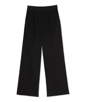 Black MSGM Fresh Wool Pleated Pants With Logoed Elastic Waistband | USA_MSGM65290