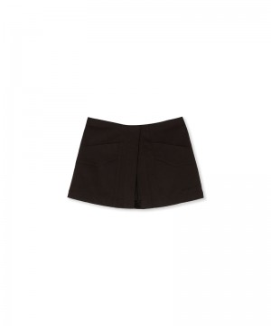 Black MSGM Gabardine Cotton Wrap-effect Shorts | USA_MSGM96890