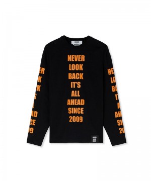 Black MSGM Long Sleeve Never Look Back Graphic | USA_MSGM46346