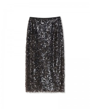 Black MSGM Midi Dress With Sequined Fabric | USA_MSGM38517