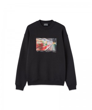 Black MSGM Msgm X Google Pixel Daily Metro Print Sweatshirt | USA_MSGM43569