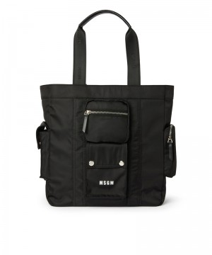 Black MSGM Multi-pocket Nylon Tote Bag | USA_MSGM56818