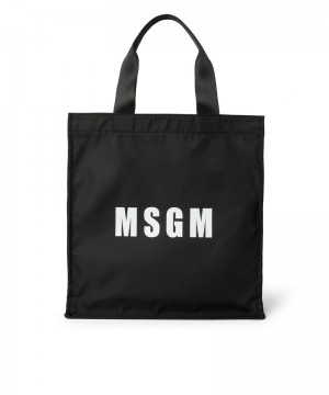 Black MSGM Nylon Tote Bag With Logo | USA_MSGM48245