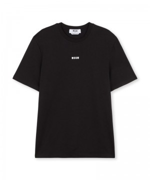 Black MSGM Round Neck Cotton Micro Logo | USA_MSGM49662