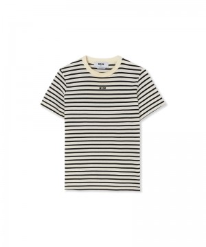 Black MSGM Striped Jersey Embroidered Logo | USA_MSGM51395