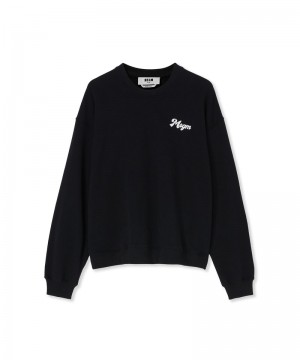 Black MSGM Sweatshirt With Bar Milano Graphic | USA_MSGM25440