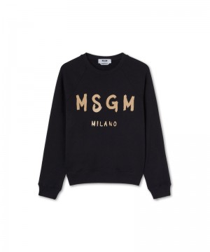 Black MSGM Sweatshirt With Box Logo | USA_MSGM38739