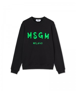 Black MSGM Sweatshirt With Brushstroke Logo | USA_MSGM82809