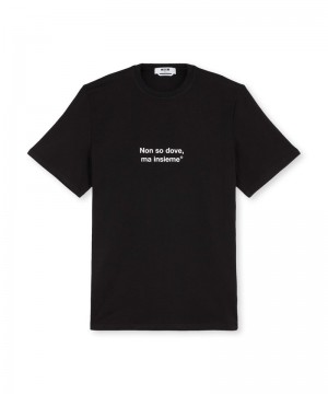 Black MSGM T-shirt Quote Non So Dove, Ma Insieme | USA_MSGM42254