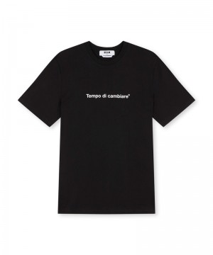 Black MSGM T-shirt Quote Tempo Di Cambiare | USA_MSGM16761