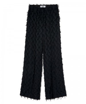 Black MSGM Viscose Fil Coupè Fluid Fabric Roomy Pants | USA_MSGM36713