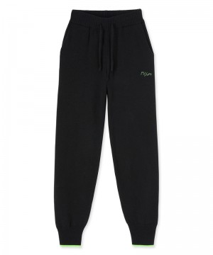 Black MSGM Wool And Cashmere Track Pants | USA_MSGM99589