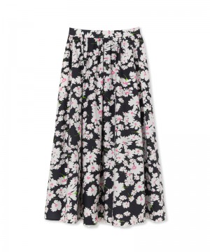 Black / White MSGM Roomy Cotton Skirt With Daisy Print | USA_MSGM58352