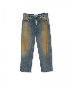 Blue MSGM 5 Pocket Denim Pants With Burned Effect | USA_MSGM85385