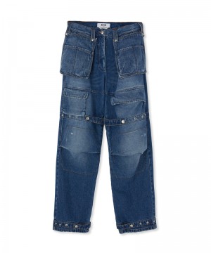 Blue MSGM Blue Denim Cargo Pants | USA_MSGM75258