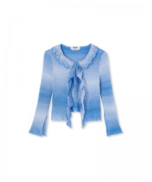 Blue MSGM Cotton Shirt With Faded Treatment | USA_MSGM47578