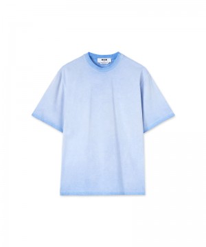 Blue MSGM Faded Treatment And Embroidered Logo | USA_MSGM76780