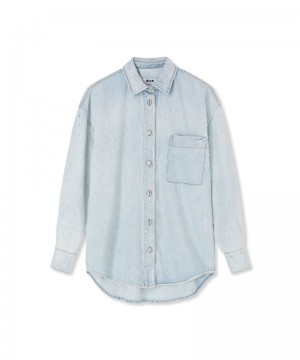 Blue MSGM Light Denim Shirt With Small Pocket | USA_MSGM91896