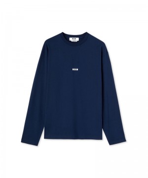 Blue MSGM Long Sleeve Impact Mini Logo | USA_MSGM49210