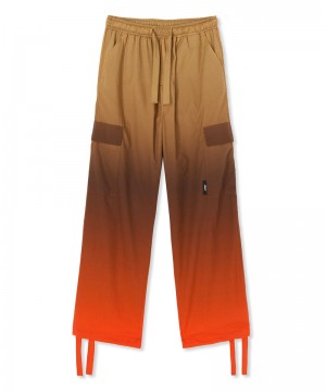 Brown / Orange MSGM Faded Print Poplin Cargo Pants | USA_MSGM64997