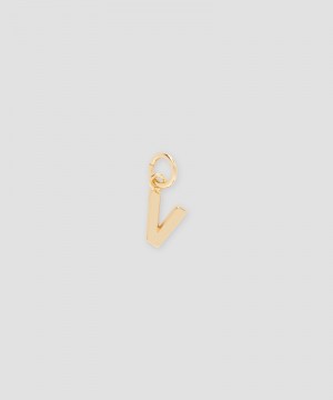 Gold MSGM Brass letter V charm | USA_MSGM80980