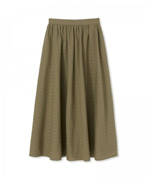 Green MSGM Cotton Seersucker Roomy Skirt | USA_MSGM40059