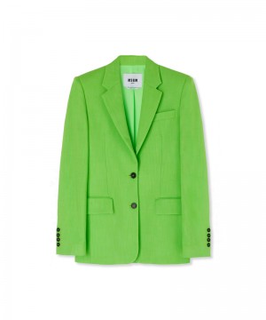 Green MSGM Flamed Viscose Canvas Regular Single-breasted Jacket | USA_MSGM84774