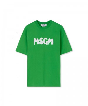 Green MSGM New Brushstroke Logo | USA_MSGM26428