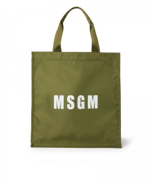 Green MSGM Nylon Tote Bag With Logo | USA_MSGM44307