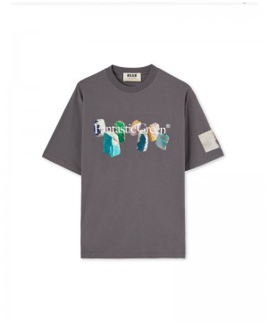 Grey MSGM Fantastic Green Inverse Series Organic Jersey Cotton | USA_MSGM87040