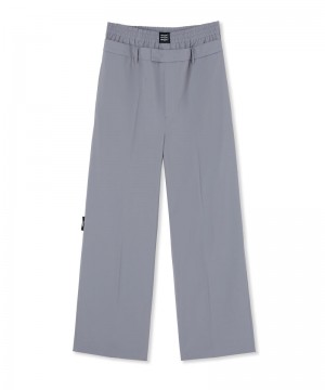 Grey MSGM Flamed Viscose Canvas Double-belted Pants With Elastic Waistband | USA_MSGM22219