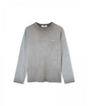 Grey MSGM Long Sleeve Faded Treatment And Embroidered Logo | USA_MSGM47588