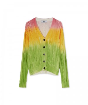 Multicolor MSGM Braided Cotton Cardigan With Faded Treatment | USA_MSGM75613