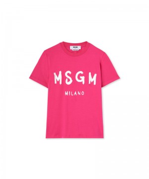 Pink MSGM Brushstroke Logo | USA_MSGM35229