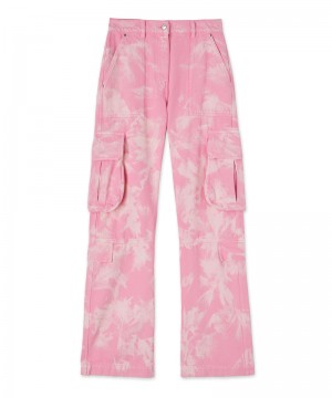 Pink MSGM Cargo Pants With Marbleized Tie-dye Treatment | USA_MSGM94802