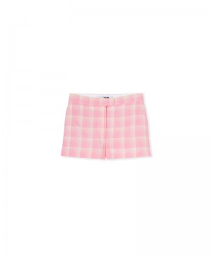 Pink MSGM Check Viscose Crepe Shorts | USA_MSGM49370