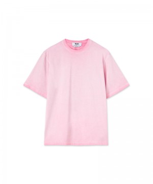 Pink MSGM Faded Treatment And Embroidered Logo | USA_MSGM25575